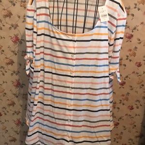 Striped Tee with Tie Sleeves